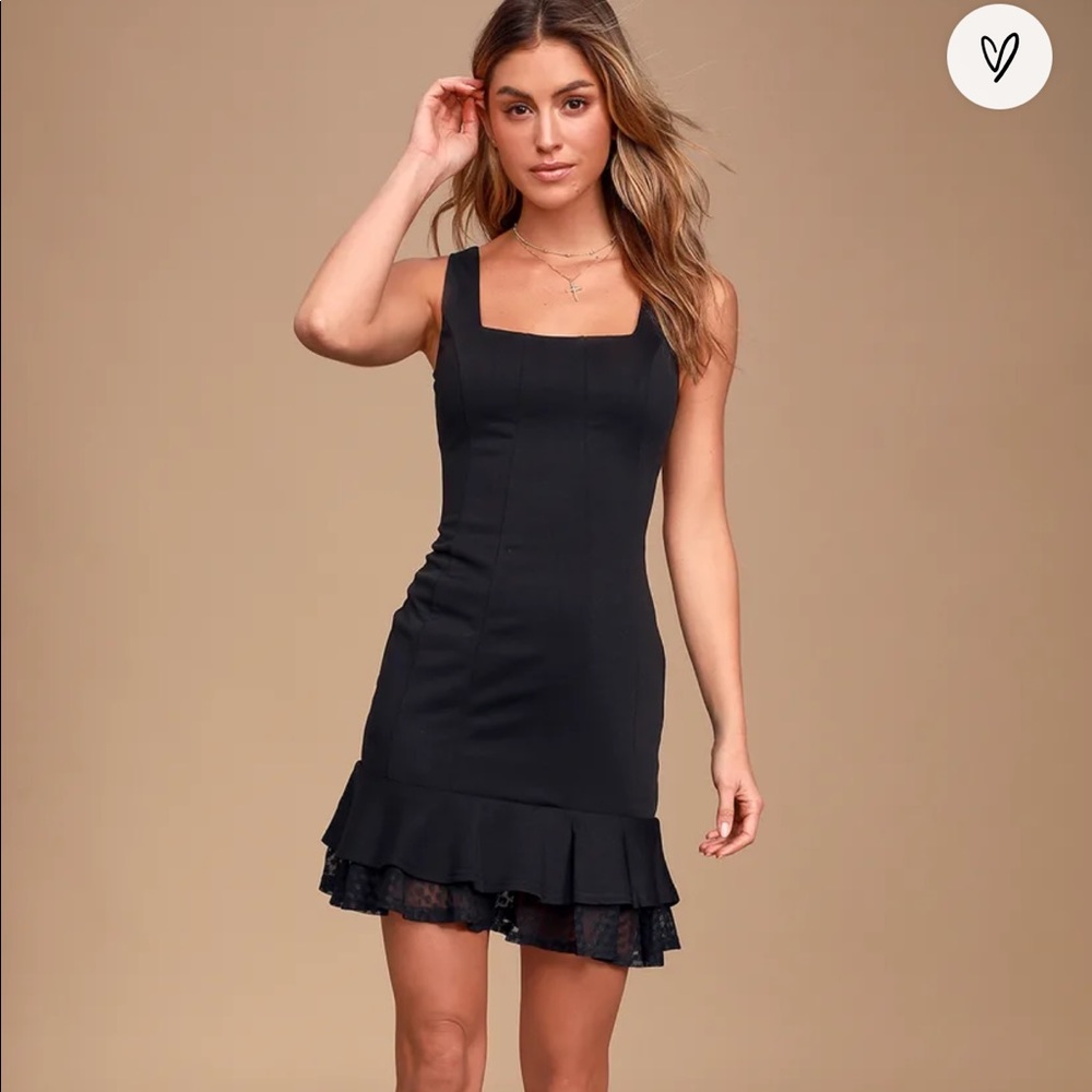 COPY - lulu’s black square neck ruffle dress